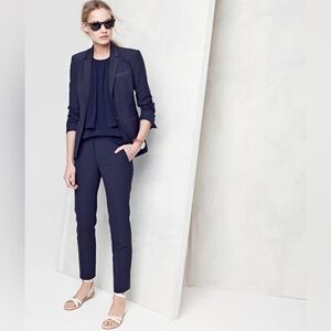 J. Crew 1035 Navy Petite Bi-Stretch Blazer Italian Tollegno Wool Blend -Sz 2P